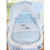 Moses Basket on Wheels - Wicker crib with hood- Donkey Luca blue