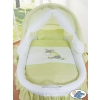 Moses Basket on Wheels - Wicker crib with hood- Donkey Luca green