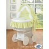 Moses Basket on Wheels - Wicker crib with hood- Donkey Luca green