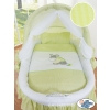 Moses Basket on Wheels - Wicker crib with hood- Donkey Luca green