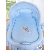 Moses Basket on Wheels - Wicker crib with hood- Good night blue