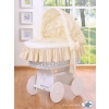 Moses Basket on Wheels - Wicker crib with hood- Good night cream