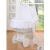 Moses Basket on Wheels - Wicker crib with hood- Good night white