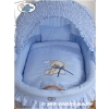 Moses Basket on Wheels - Wicker crib with hood- Teddy Bear with Bow blue