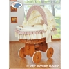 Moses Basket on Wheels - Wicker crib with hood- Teddy Bear with Bow brown