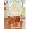 Moses Basket on Wheels - Wicker crib with hood- Teddy Bear with Bow cream