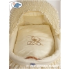 Moses Basket on Wheels - Wicker crib with hood- Teddy Bear with Bow cream