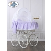 Moses Basket/Retro wicker crib Christine - White - lilac with lace