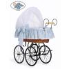 Moses Basket/Retro wicker crib Jasmine- White - blue with lace