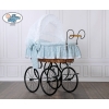 Moses Basket/Retro wicker crib Jasmine- White - blue with lace