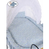 Moses Basket/Retro wicker crib Jasmine- White - blue with lace