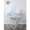 Moses Basket Vintage Retro wicker crib Jasmine - White - blue with lace