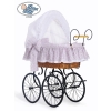 Moses Basket/Retro wicker crib Jasmine - White - pink with lace