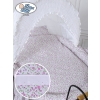 Moses Basket/Retro wicker crib Jasmine - White - pink with lace