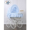 Retro wicker crib for baby boy - Blue bedding set