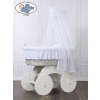 Moses Basket Wicker drape crib Sophia White Bedding Set with White Embroidered Lace no 70202-912