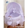 Moses Basket Wicker hood crib- Amelie lilac