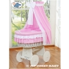 Moses Basket with Wheels / Wicker Crib with Drapes Bellamy pink