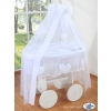 MSW Moses Basket Wicker drape crib Deluxe- Amelie white
