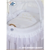 My Sweet Baby Moses Basket on Wheels - Wicker crib with hood- Little Prince/Princess white