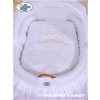My Sweet Baby Moses Basket on Wheels - Wicker crib with hood- Little Prince/Princess white