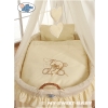 My Sweet Baby Moses Basket on Wheels / Wicker drape crib- Bear with bow cream