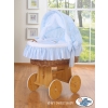 My Sweet Baby Moses Wicker Crib with Hood - Donkey Luca blue