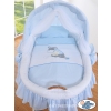 My Sweet Baby Moses Wicker Crib with Hood - Donkey Luca blue
