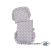 Natural Wicker and Wood Retro Style New Doll Pram  Bedding Set White Dots on Gray