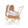 Natural Wicker Dolls Pram Basket White Bedding Set
