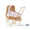 Natural Wicker Dolls Pram Basket White Bedding Set