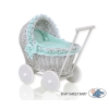 New Retro Style Gray Wicker Doll Pram/Stroller Handmade -1034