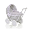 New Retro Style Gray Wicker Doll Pram/Stroller Handmade -523