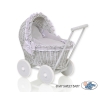 New Retro Style Gray Wicker Doll Pram/Stroller Handmade -523