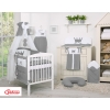 Newborn Baby Bedding set 11pcs with canopy- Little Prince/Princess anthracite