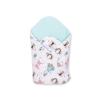 Newborn Wrap Swaddle Blanket with stiffening - foxes beige/mint