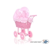 Pink Wicker Doll Carriage Pram Bedding Set White Dots on Pink