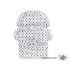 Pink Wicker Doll Carriage Pram White with Black Dots Bedding Set