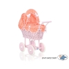 Pink Wicker Doll Pram Carriage -761