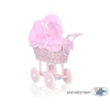 Pink Wicker Doll Pram Carriage Bedding Set White Dots on Pink