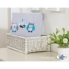 Polar fleece blanket for Baby - Owls - Gray-turquoise