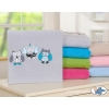 Polar fleece blanket for Baby - Owls - Gray-turquoise