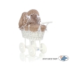 Retro Style White Wicker Doll Pram Bedding Set White Dots on Brown