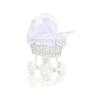 Retro Style White Wicker Doll Pram White Bedding Set