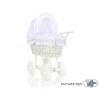Retro Style White Wicker Doll Pram White Bedding Set