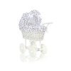 Retro Style White Wicker Doll Pram White with Black Dots Bedding Set