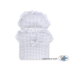 Retro Style White Wicker Doll Pram White with Navy Blue Dots Bedding Set