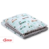 Set: Double-sided blanket minky + pillow- mint rabbits