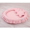 Set: Hanging canopy + Nest with flounce + pillows - pastel pink