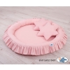 Set: Hanging canopy + Nest with flounce + pillows - pastel pink